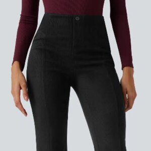 Halara Ribbed High Waisted Tummy Control Casual Flare Pull-on Pants Size M. NWT